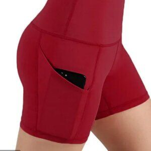 WOMENS RED BIKER SHORTS SIZE LARGE